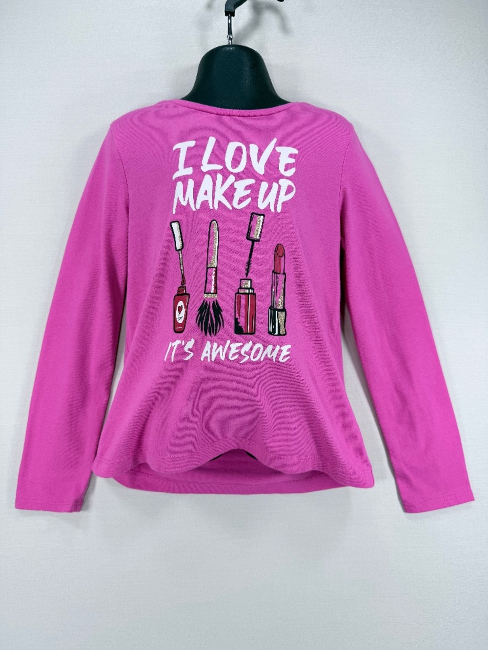 365 Kids Garanimals Girls Long Sleeve Makeup Graphic Tee Pink Size 7